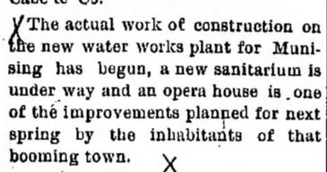 Munising Opera House - 1897 News Article